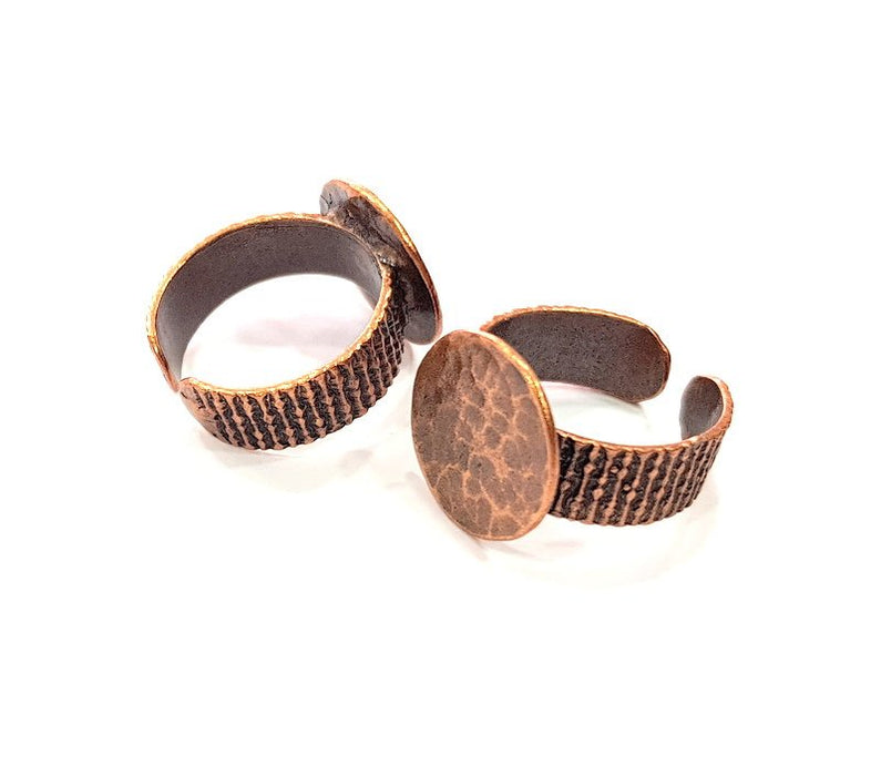 Copper Ring Settings inlay Ring Blank Mosaic Ring Bezel Base Cabochon Mountings ( 15 mm blank) Antique Copper Plated Brass G13345