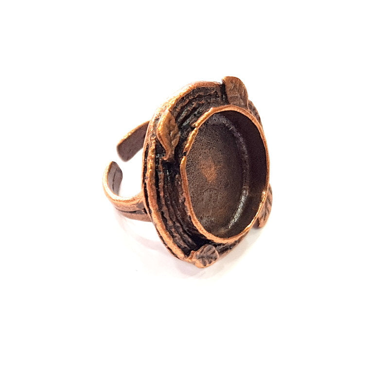 Copper Ring Settings inlay Ring Blank Mosaic Ring Bezel Base Cabochon Mountings ( 19 mm blank) Antique Copper Plated Brass G13346