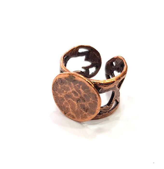 Copper Ring Settings inlay Ring Blank Mosaic Ring Bezel Base Cabochon Mountings ( 15 mm blank) Antique Copper Plated Brass G13347