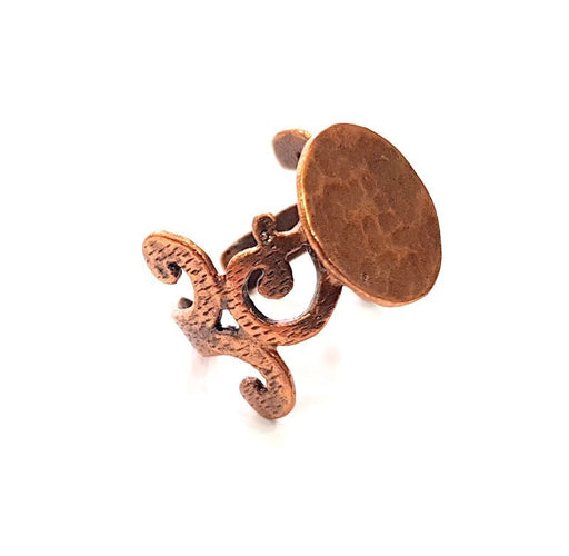 Copper Ring Settings inlay Ring Blank Mosaic Ring Bezel Base Cabochon Mountings ( 15 mm blank) Antique Copper Plated Brass G13348