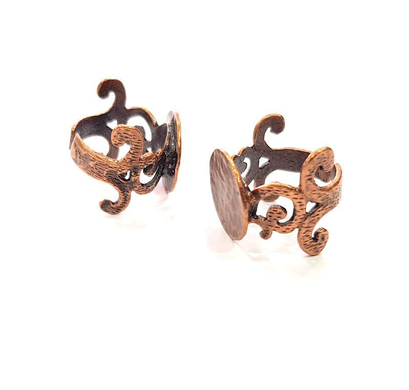 Copper Ring Settings inlay Ring Blank Mosaic Ring Bezel Base Cabochon Mountings ( 15 mm blank) Antique Copper Plated Brass G13348