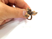 Copper Ring Settings inlay Ring Blank Mosaic Ring Bezel Base Cabochon Mountings ( 2 mm blank) Antique Copper Plated Brass G13349