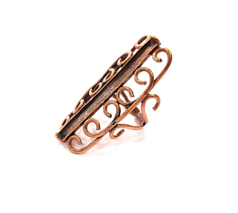 Copper Ring Settings inlay Ring Blank Mosaic Ring Bezel Base Cabochon Mountings ( 3 mm blank) Antique Copper Plated Brass G13352