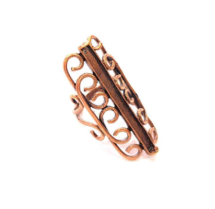 Copper Ring Settings inlay Ring Blank Mosaic Ring Bezel Base Cabochon Mountings ( 3 mm blank) Antique Copper Plated Brass G13352