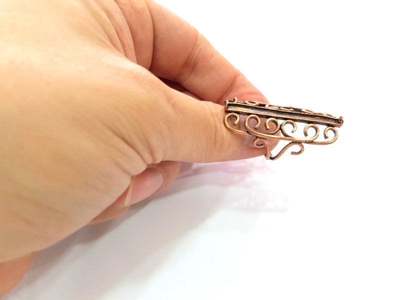 Copper Ring Settings inlay Ring Blank Mosaic Ring Bezel Base Cabochon Mountings ( 3 mm blank) Antique Copper Plated Brass G13352