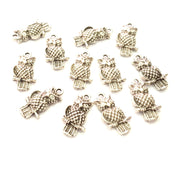 10 Owl Charm Silver Charms Antique Silver Plated Metal (21x11mm) G13375