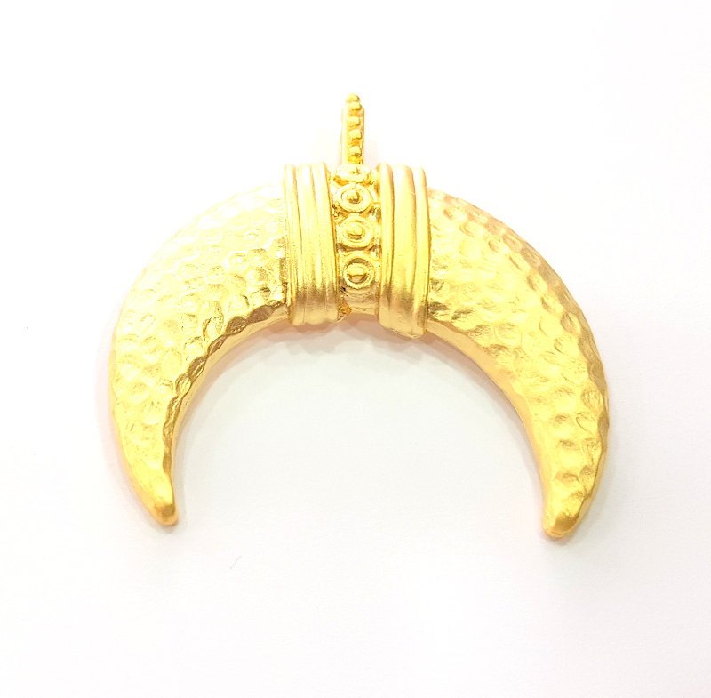 Gold Creascent Pendant Gold Pendant Gold Plated Metal (64x60mm)  G13378