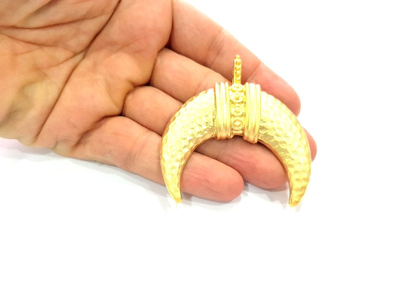 Gold Creascent Pendant Gold Pendant Gold Plated Metal (64x60mm)  G13378