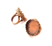 Copper Ring Settings inlay Ring Blank Mosaic Ring Bezel Base Cabochon Mountings ( 25 mm blank) Antique Copper Plated Brass G13380