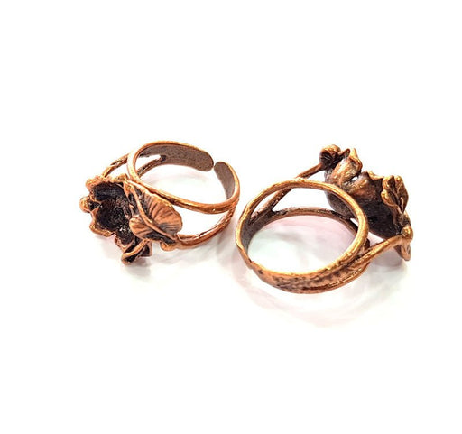 Copper Ring Settings inlay Ring Blank Mosaic Ring Bezel Base Cabochon Mountings ( 10 mm blank) Antique Copper Plated Brass G13383