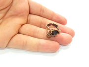 Copper Ring Settings inlay Ring Blank Mosaic Ring Bezel Base Cabochon Mountings ( 10 mm blank) Antique Copper Plated Brass G13383
