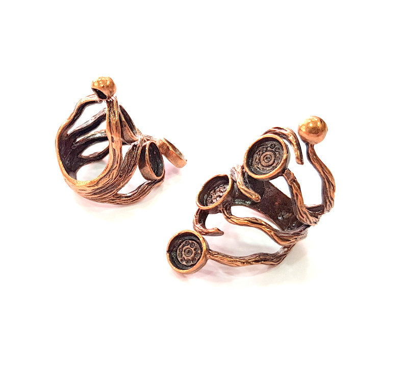 Copper Ring Settings inlay Ring Blank Mosaic Ring Bezel Base Cabochon Mountings ( 8 mm blank) Antique Copper Plated Brass G13384