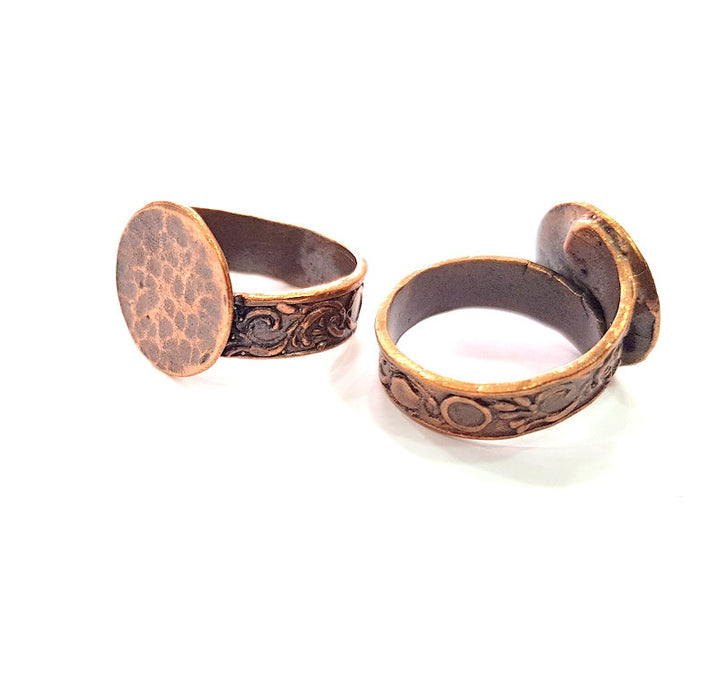 Copper Ring Settings inlay Ring Blank Mosaic Ring Bezel Base Cabochon Mountings ( 15 mm blank) Antique Copper Plated Brass G13385