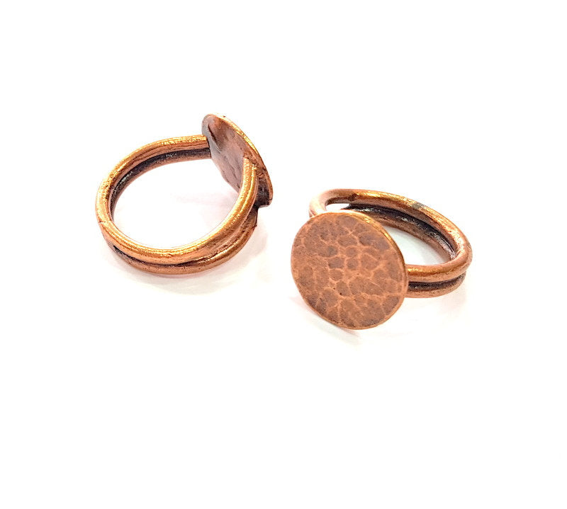 Copper Ring Settings inlay Ring Blank Mosaic Ring Bezel Base Cabochon Mountings ( 15 mm blank) Antique Copper Plated Brass G13388