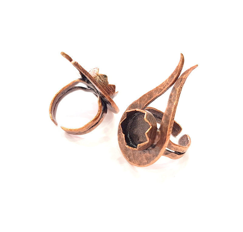 Copper Ring Settings inlay Ring Blank Mosaic Ring Bezel Base Cabochon Mountings ( 12 mm blank) Antique Copper Plated Brass G13390
