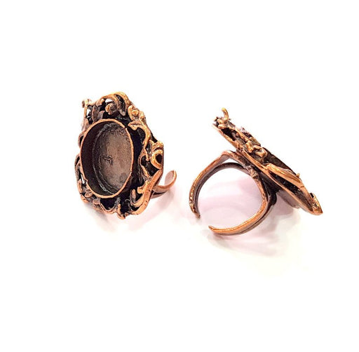 Copper Ring Settings inlay Ring Blank Mosaic Ring Bezel Base Cabochon Mountings ( 20 mm blank) Antique Copper Plated Brass G13392