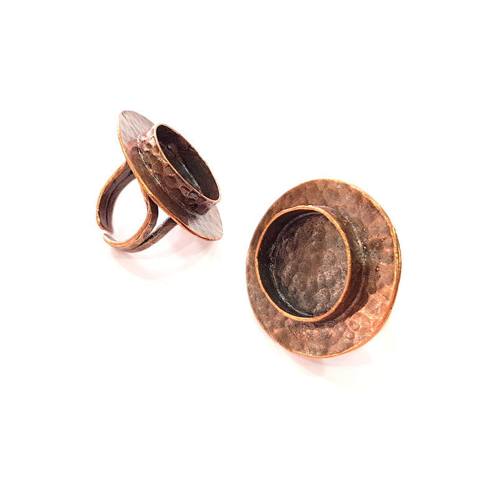 Copper Ring Settings inlay Ring Blank Mosaic Ring Bezel Base Cabochon Mountings ( 20 mm blank) Antique Copper Plated Brass G13393