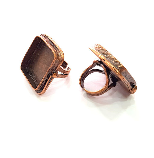 Copper Ring Settings inlay Ring Blank Mosaic Ring Bezel Base Cabochon Mountings ( 25x25 mm blank) Antique Copper Plated Brass G13395