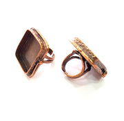 Copper Ring Settings inlay Ring Blank Mosaic Ring Bezel Base Cabochon Mountings ( 25x25 mm blank) Antique Copper Plated Brass G13395
