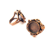 Copper Ring Settings inlay Ring Blank Mosaic Ring Bezel Base Cabochon Mountings ( 15 mm blank) Antique Copper Plated Brass G13396