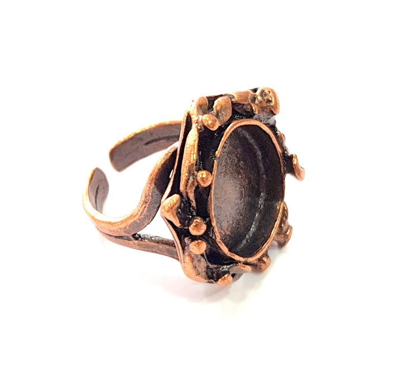 Copper Ring Settings inlay Ring Blank Mosaic Ring Bezel Base Cabochon Mountings ( 15 mm blank) Antique Copper Plated Brass G13396