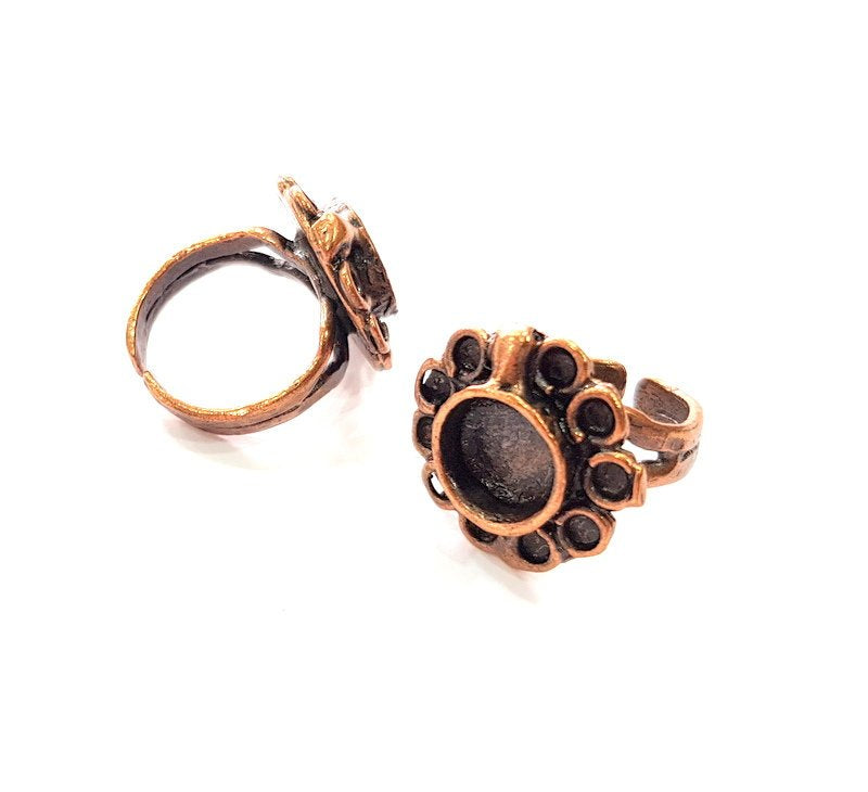 Copper Ring Settings inlay Ring Blank Mosaic Ring Bezel Base Cabochon Mountings ( 10 mm blank) Antique Copper Plated Brass G13397