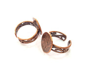 Copper Ring Blank Settings Ring Bezel Base Cabochon Mountings ( 15 mm blank) Antique Copper Plated Brass G13399