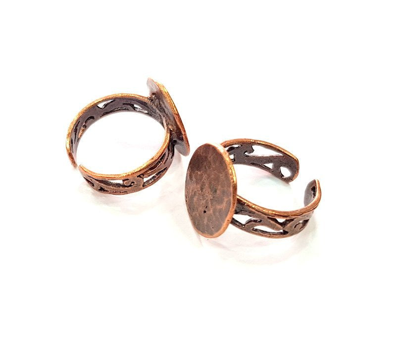 Copper Ring Blank Settings Ring Bezel Base Cabochon Mountings ( 15 mm blank) Antique Copper Plated Brass G13399