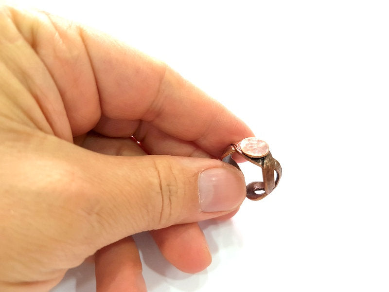 Copper Ring Blank Settings Ring Bezel Base Cabochon Mountings ( 10 mm blank) Antique Copper Plated Brass G13400