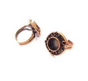 Copper Ring Settings inlay Ring Blank Mosaic Ring Bezel Base Cabochon Mountings ( 10 mm blank) Antique Copper Plated Brass G13402
