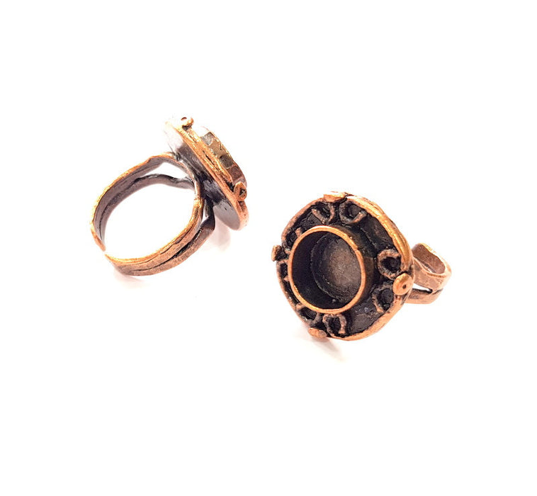 Copper Ring Settings inlay Ring Blank Mosaic Ring Bezel Base Cabochon Mountings ( 10 mm blank) Antique Copper Plated Brass G13402
