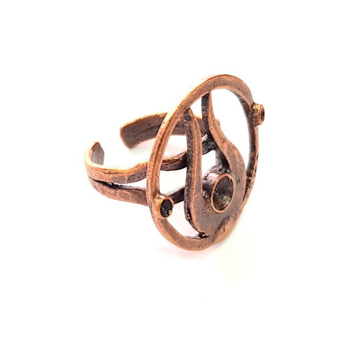 Copper Ring Blank Settings Ring Bezel Base Cabochon Mountings ( 5mm,3 mm blank) Antique Copper Plated Brass G13406