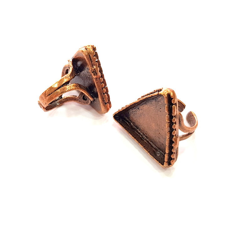 Copper Ring Settings inlay Ring Blank Mosaic Ring Bezel Base Cabochon Mountings ( 25x21 mm blank) Antique Copper Plated Brass G13408