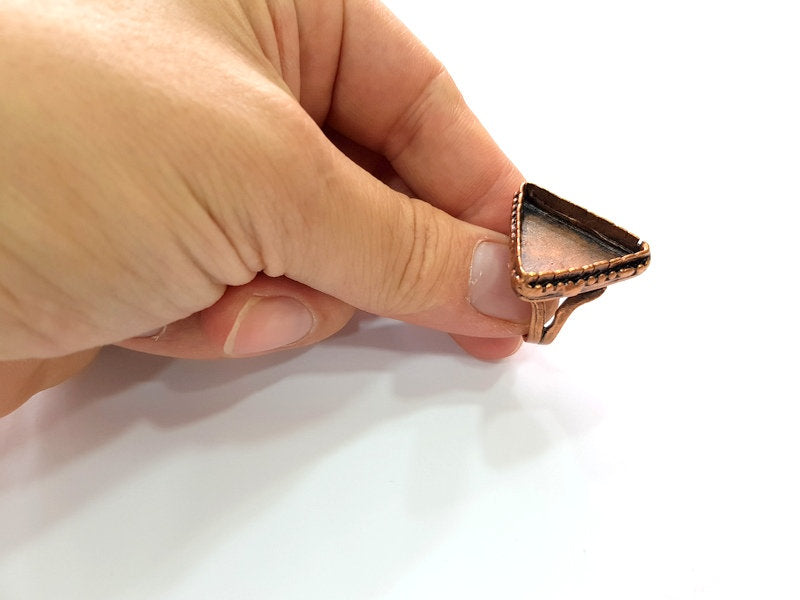Copper Ring Settings inlay Ring Blank Mosaic Ring Bezel Base Cabochon Mountings ( 25x21 mm blank) Antique Copper Plated Brass G13408