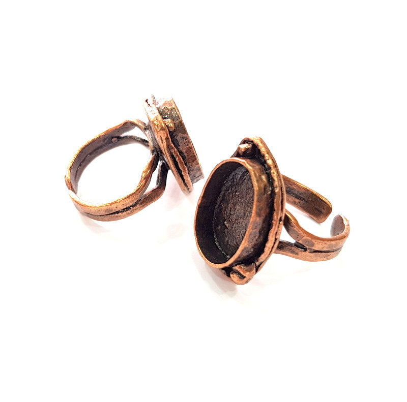 Copper Ring Settings inlay Ring Blank Mosaic Ring Bezel Base Cabochon Mountings ( 18x13 mm blank) Antique Copper Plated Brass G13410