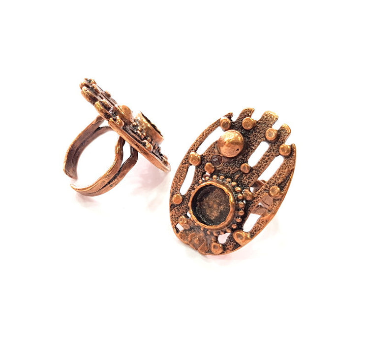 Copper Ring Settings inlay Ring Blank Mosaic Ring Bezel Base Cabochon Mountings ( 9 mm blank) Antique Copper Plated Brass G13412