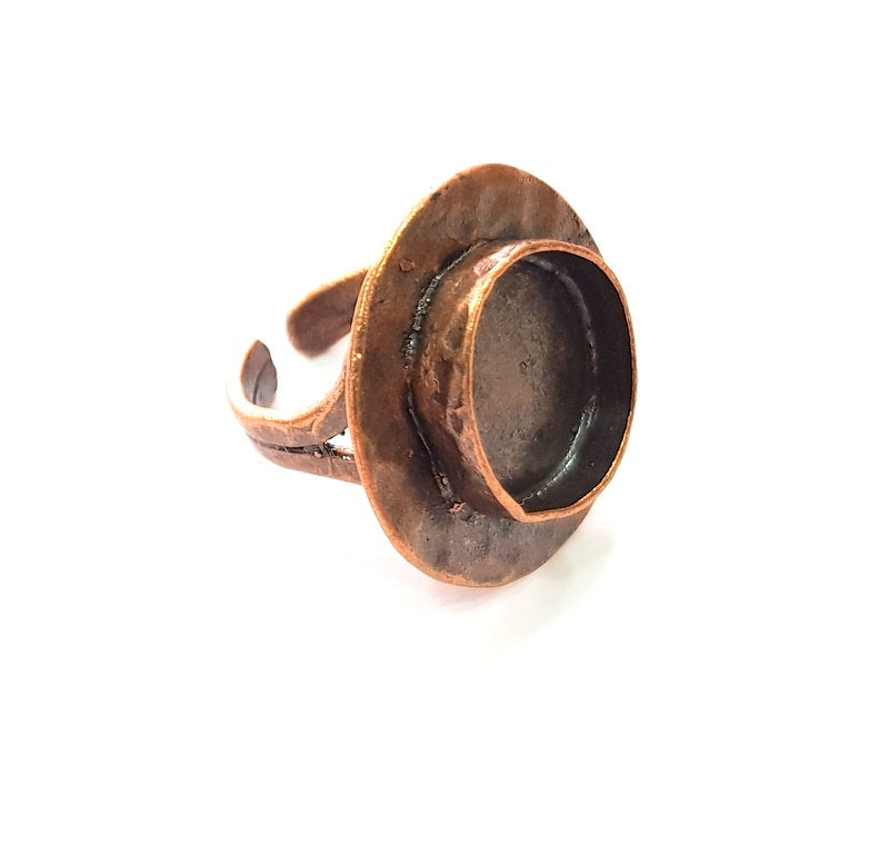 Copper Ring Settings inlay Ring Blank Mosaic Ring Bezel Base Cabochon Mountings ( 16 mm blank) Antique Copper Plated Brass G13414