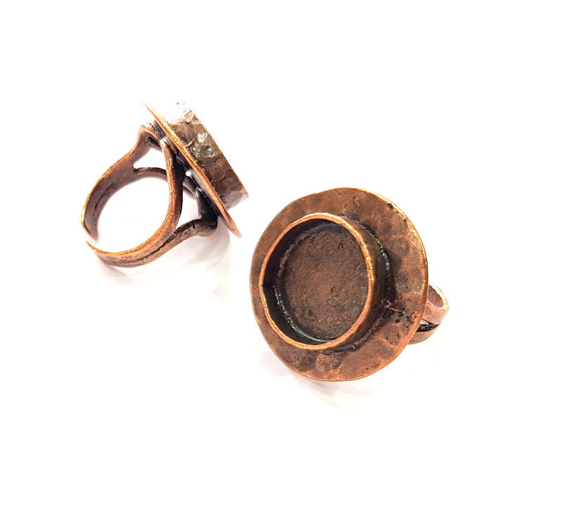 Copper Ring Settings inlay Ring Blank Mosaic Ring Bezel Base Cabochon Mountings ( 16 mm blank) Antique Copper Plated Brass G13414
