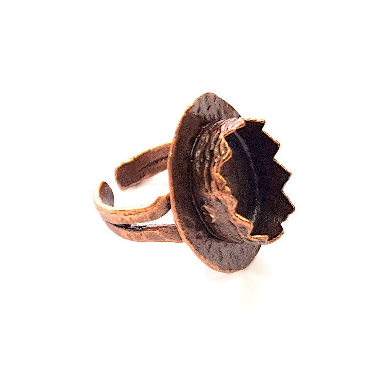 Copper Ring Settings inlay Ring Blank Mosaic Ring Bezel Base Cabochon Mountings ( 16x12 mm blank) Antique Copper Plated Brass G13421