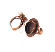 Copper Ring Settings inlay Ring Blank Mosaic Ring Bezel Base Cabochon Mountings ( 16x12 mm blank) Antique Copper Plated Brass G13421