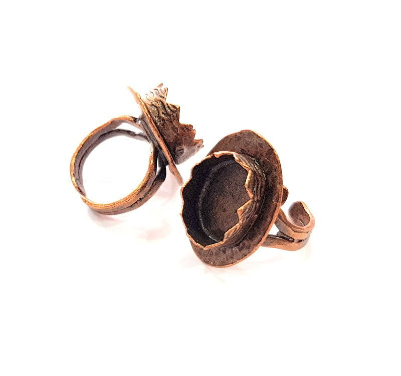 Copper Ring Settings inlay Ring Blank Mosaic Ring Bezel Base Cabochon Mountings ( 16x12 mm blank) Antique Copper Plated Brass G13421