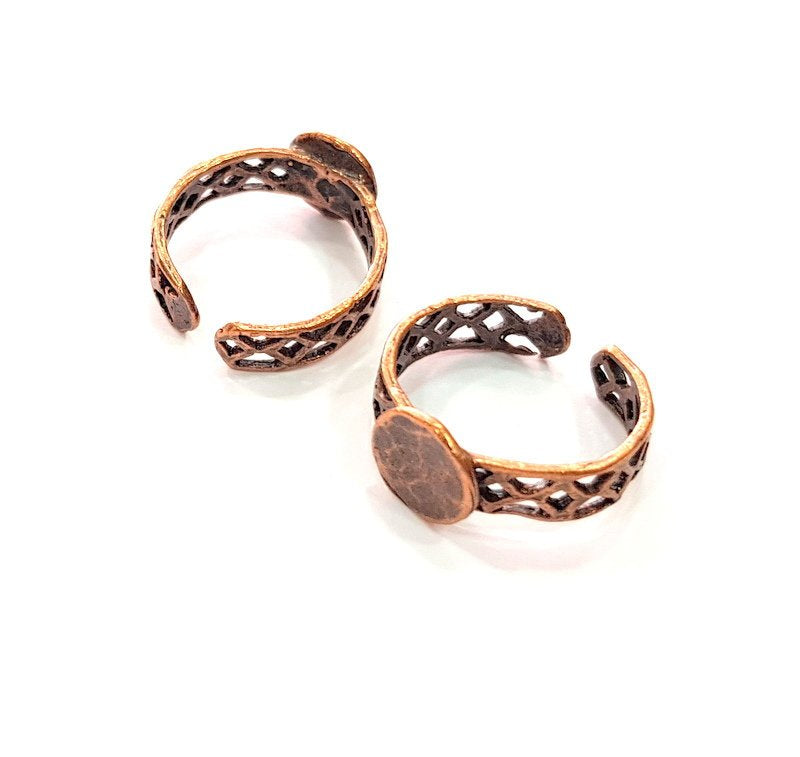 Copper Ring Blank Settings Ring Bezel Base Cabochon Mountings ( 10 mm blank) Antique Copper Plated Brass G13417