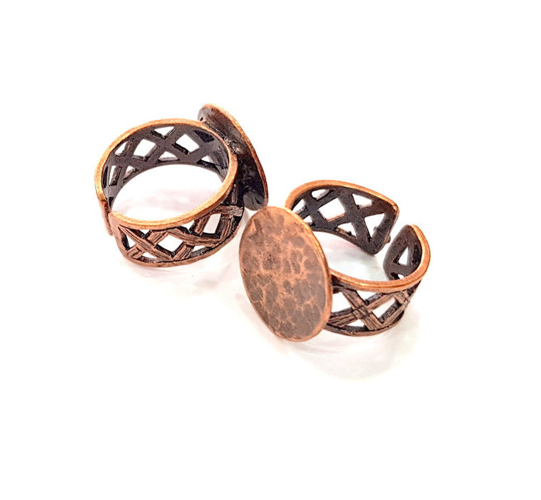 Copper Ring Blank Settings Ring Bezel Base Cabochon Mountings ( 15 mm blank) Antique Copper Plated Brass G13427