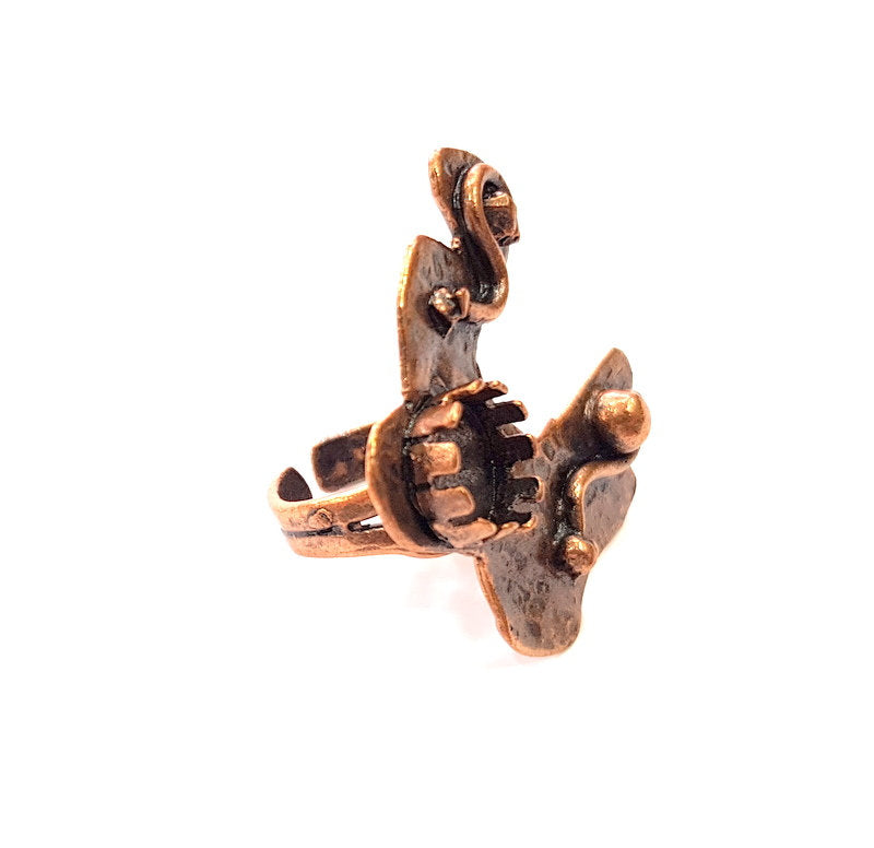 Copper Ring Settings inlay Ring Blank Mosaic Ring Bezel Base Cabochon Mountings ( 10 mm blank) Antique Copper Plated Brass G13434