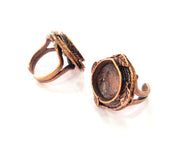 Copper Ring Settings inlay Ring Blank Mosaic Ring Bezel Base Cabochon Mountings ( 16 mm blank) Antique Copper Plated Brass G13437