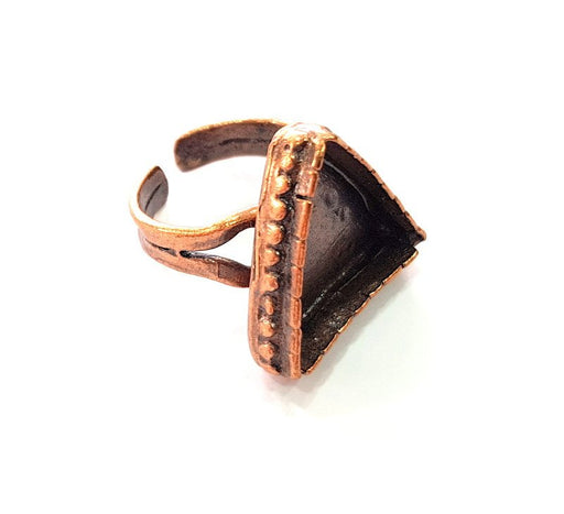 Copper Ring Settings inlay Ring Blank Mosaic Ring Bezel Base Cabochon Mountings ( 18x17 mm blank) Antique Copper Plated Brass G13438