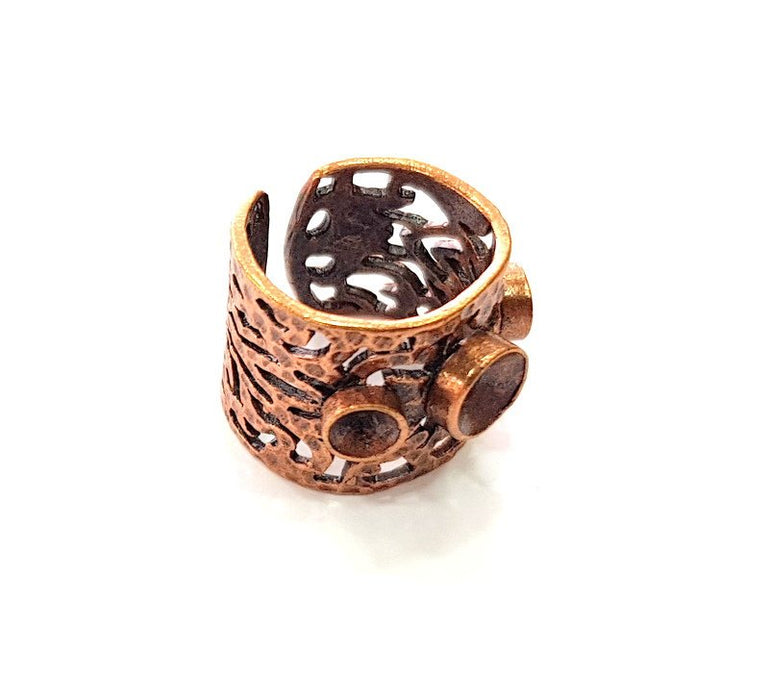 Copper Ring Settings inlay Ring Blank Mosaic Ring Bezel Base Cabochon Mountings ( 4mm,6mm blank) Antique Copper Plated Brass G13439