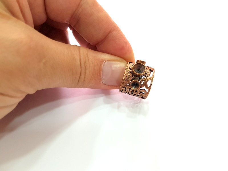 Copper Ring Settings inlay Ring Blank Mosaic Ring Bezel Base Cabochon Mountings ( 4mm,6mm blank) Antique Copper Plated Brass G13439
