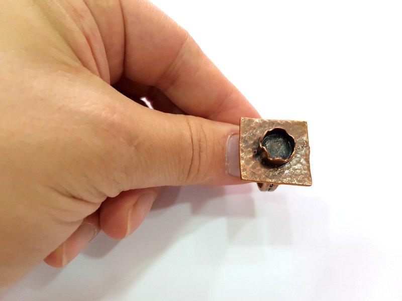 Copper Ring Settings inlay Ring Blank Mosaic Ring Bezel Base Cabochon Mountings ( 10 mm blank) Antique Copper Plated Brass G13440