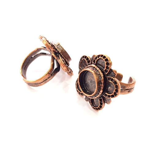 Copper Ring Settings inlay Ring Blank Mosaic Ring Bezel Base Cabochon Mountings ( 10 mm blank) Antique Copper Plated Brass G13443